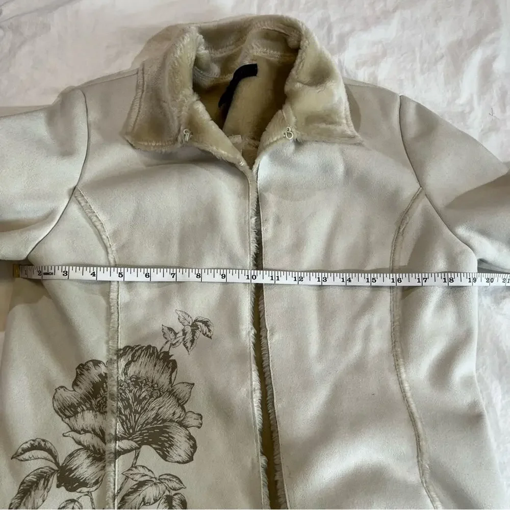 The Limited Faux Suede Floral Print Jacket size M Cream - Picture 7 of 11
